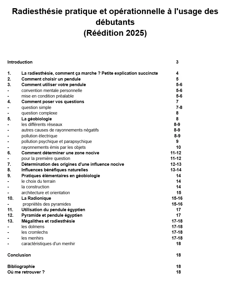 sommaire livre radiesthesie alain bellet